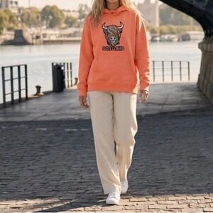 Travel Outfitters Unisex Pastel Highland Cow Hoodie Coral Size Large NWOT